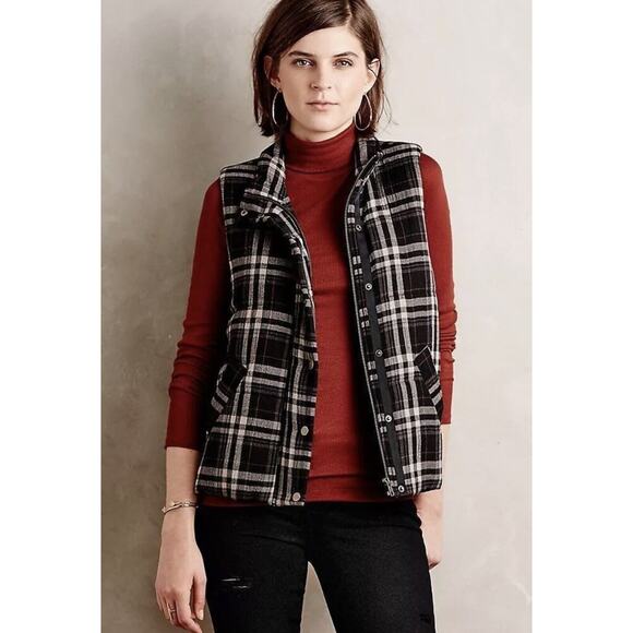 Anthropologie Jackets & Blazers - Hei Hei Anthropologie Vest Women XS Black Plaid Quincy Cool Weather Western